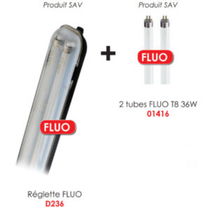 Réglette + 2 tubes fluo IP65 (2x36W / 230V)